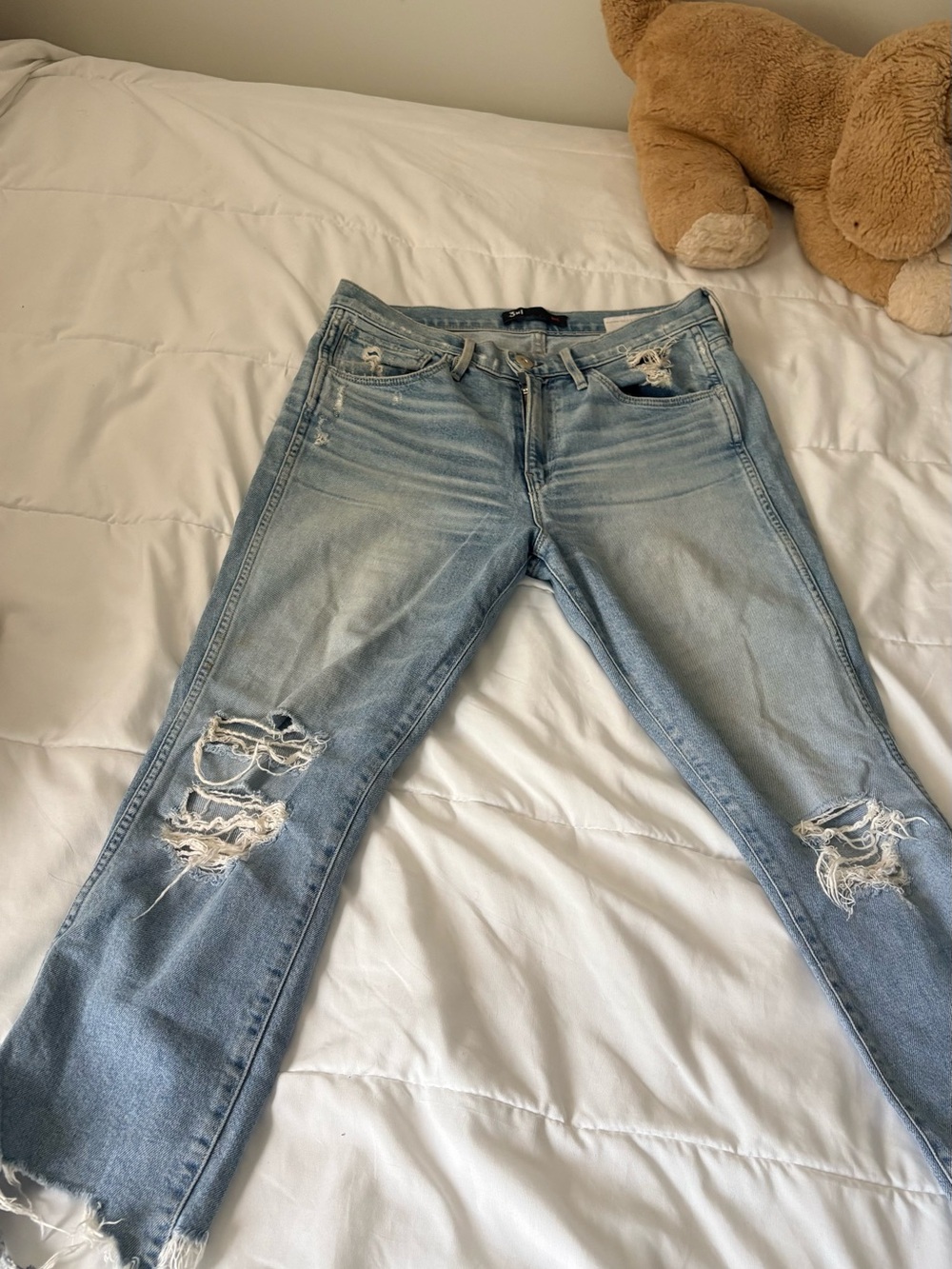 3x1 Light Blue Distressed Boyfriend Jeans